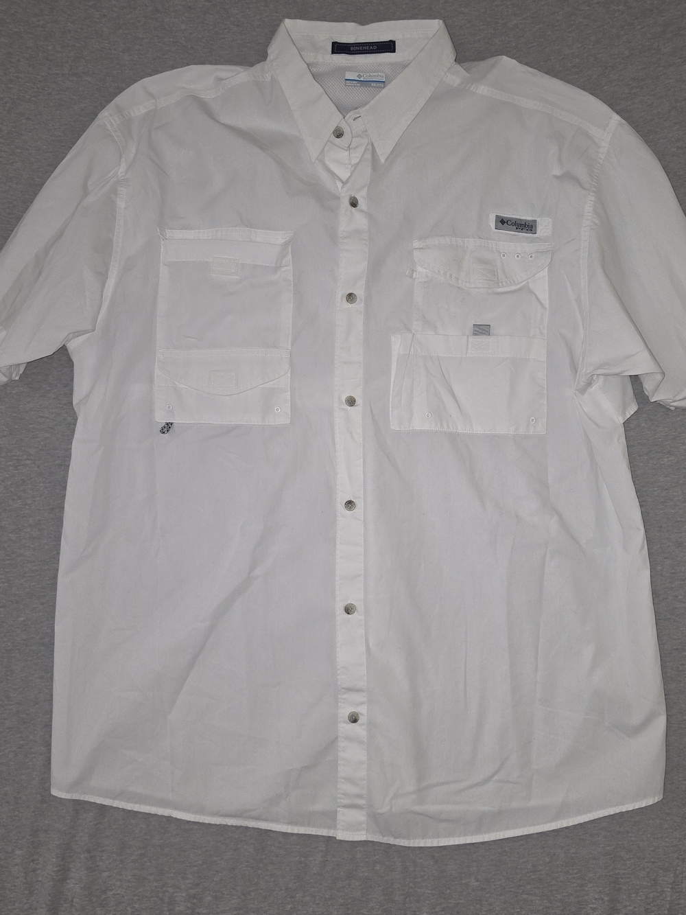 Columbia Bonehead PFG Men's White Short-Sleeve Fishing Utility Shirt